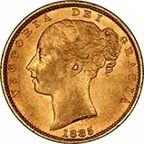 1885 Gold Sovereign Victoria Young Head Shield Sydney 24700