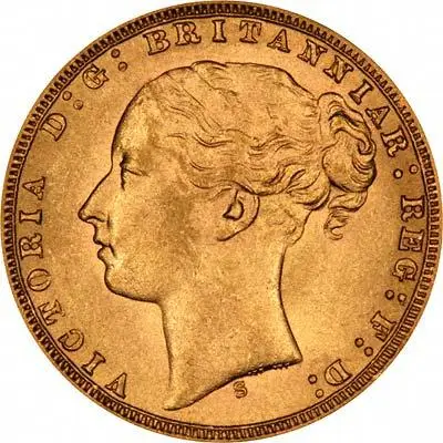 1875 Gold Sovereign Victoria Young Head St George Sydney Obverse