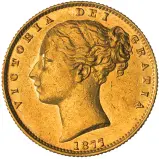 1877 Gold Sovereign Victoria Young Head Shield Sydney obverse