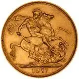 1877 Gold Sovereign Victoria Young Head St George Melbourne