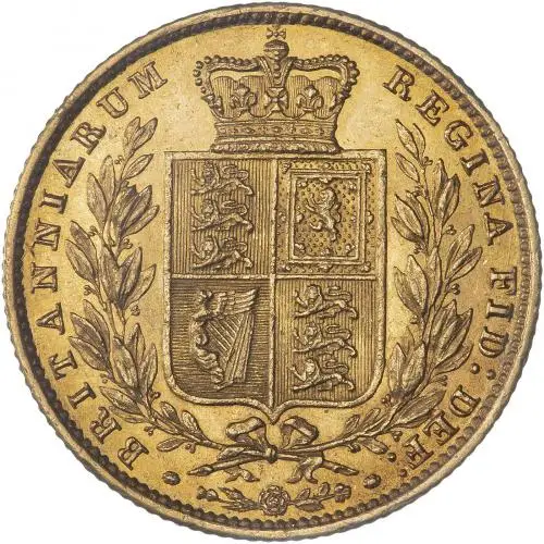 1859 Gold Full Sovereign Victoria Coin Graded EF Reverse