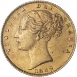 1859 Gold Full Sovereign Victoria Coin Graded gVF Obverse