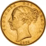 1859 Gold Sovereign Victoria Young Head Shield London 25611