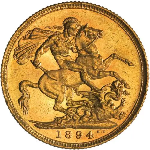 1894 Gold Sovereign Victoria Old Head Melbourne reverse new
