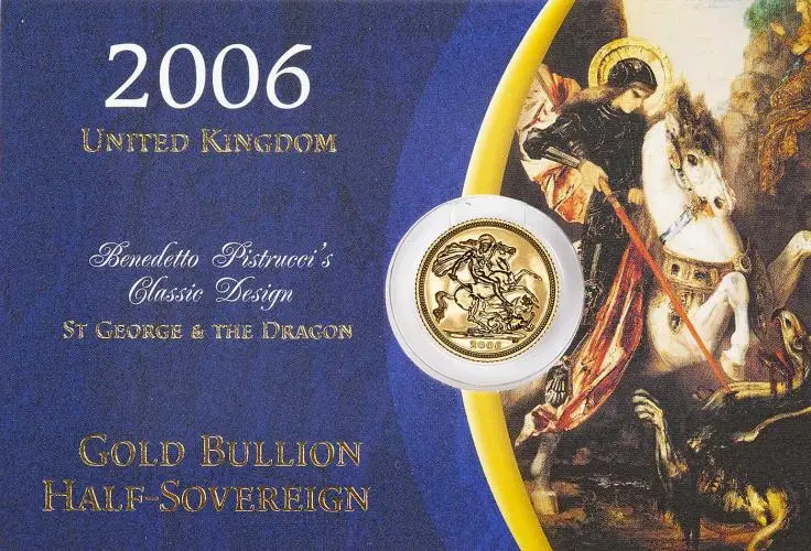 2006 Gold Uncirculated Half Sovereign Elizabeth II  Coin In Sleeve United Kingdom reverse
