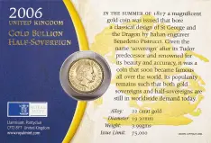 2006 Gold Uncirculated Half Sovereign Elizabeth II  Coin In Sleeve United Kingdom obverse