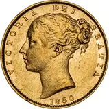 1880 Gold Sovereign Victoria Young Head Shield Sydney 22434