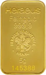5g Gold Bar Heraeus Loose - Pre-Owned