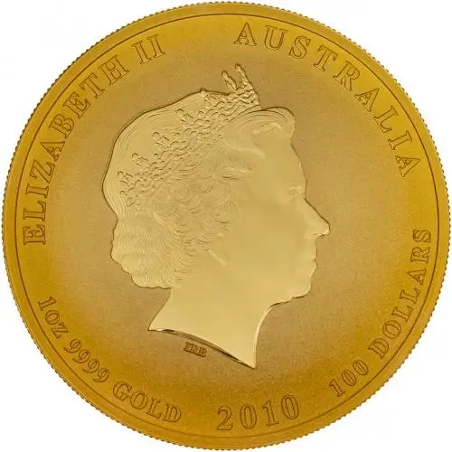 2010 Gold Uncirculated 1 Ounce Lunar Year of the Tiger  Coin Single Minty Australia Perth Mint Obverse