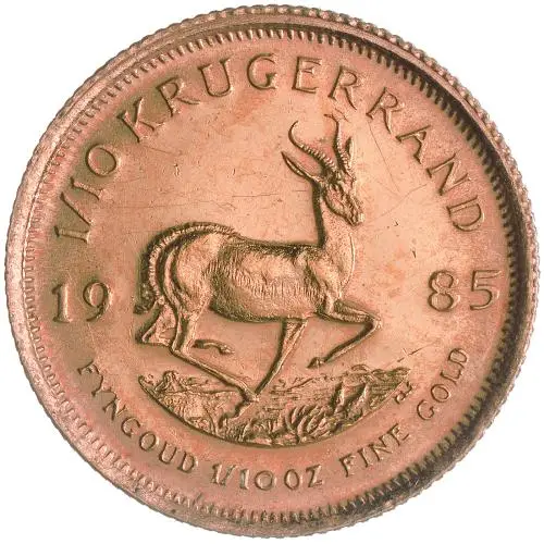South African Krugerrand 0.1 oz Gold Bullion Coin - Grade C reverse