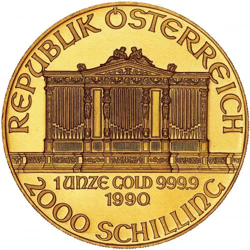 1990 1 oz Gold Philharmonic Bullion Coin obverse chards image crop