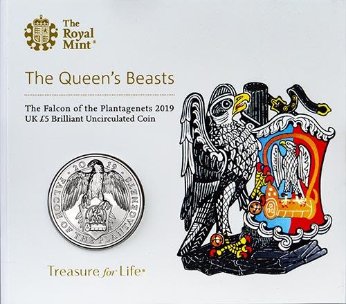 2019 Queen's Beasts - Falcon of the Plantagenets £5 BU Coin