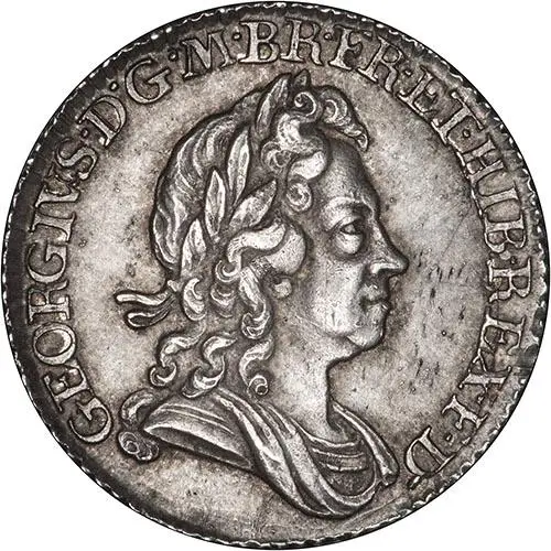1723 George I Sixpence Die Crack gVF/aEF 21657
