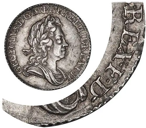 1723 George I Sixpence Die Crack gVF/aEF 21656