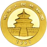2005 Gold Uncirculated 0.05 Ounce Panda  Coin Single China People's Bank of China obverse 1
