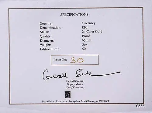 2005 5 oz Gold Guernsey Ten Pounds (£10) Proof Guernsey Trafalgar Bicentenary  22340