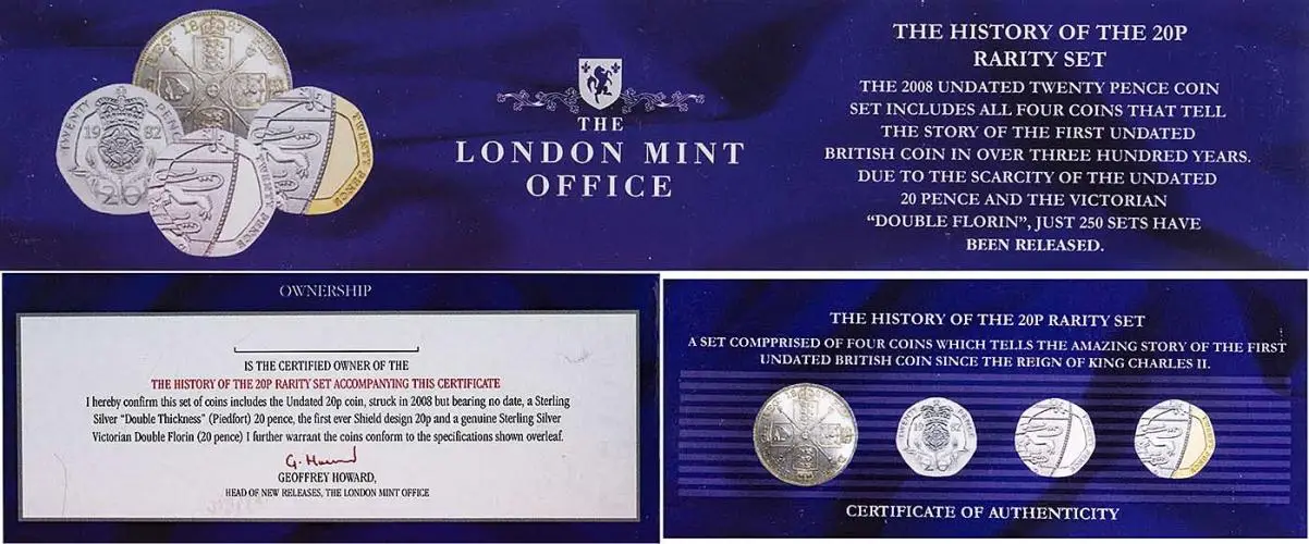 Certificate Obverse The History Of The 20p Rarity UK 4 Coin Set