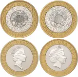 1997 & 1998 Shoulders of Giants Silver Proof £2 Piedfort Bimetallic 2-Coins Set 2