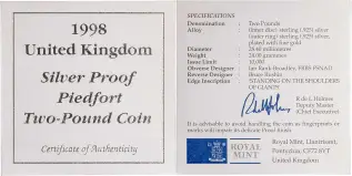 1997 & 1998 Shoulders of Giants Silver Proof £2 Piedfort Bimetallic 2-Coins Set cert2