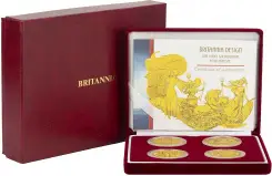 Gold 1oz Britannia Philip Nathan 4 Coin Type Set inpresentation box