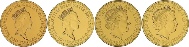Gold 1oz Britannia Philip Nathan 4 Coin Type Set obverse