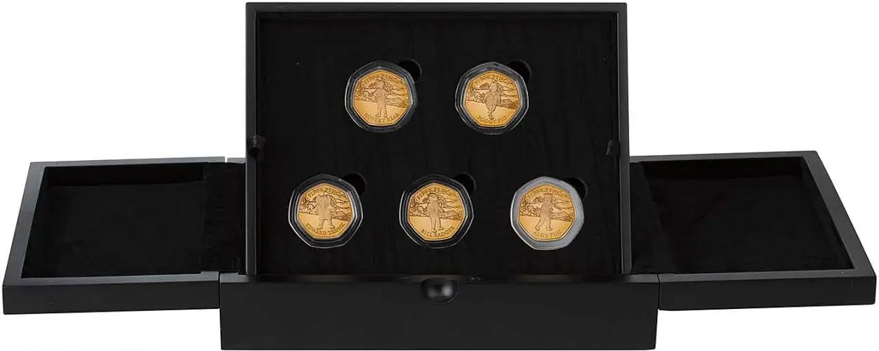 2020 Gold Proof Rupert Bear 50 Pence 5-Coin Set in box