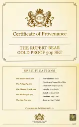 2020 Gold Proof Rupert Bear 50 Pence 5-Coin Set certificate of provenance
