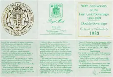 1989 Gold Proof Double 500th Anniversary of the Sovereign Pound Sterling £2  Coin Single United Kingdom The Royal Mint cert