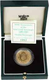 1989 Gold Proof £2 Double Sovereign - 500th Anniversary 