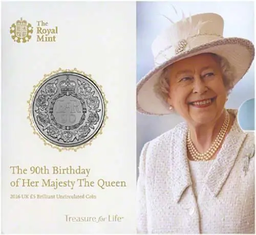 2016 UK Coin £5 / Crown BU The Queen's 90th Birthday 23239