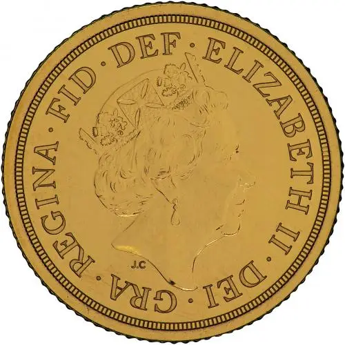 2017 Gold Bullion Ungraded Half Sovereign Elizabeth II  Coin Single United Kingdom The Royal Mint obverse