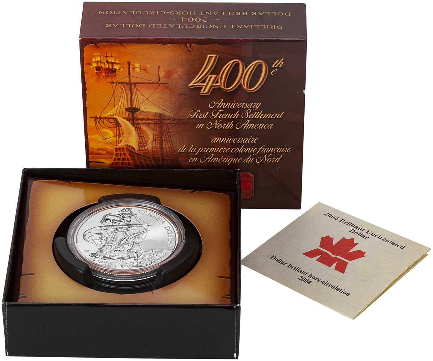 2004 Canada First French Settlement $1 Silver BU Coin