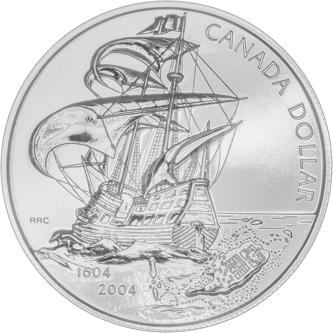 2004 Canada First French Settlement $1 Silver BU Coin