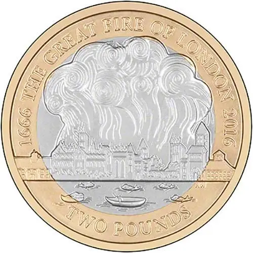 2016 UK Coin £2 BU 	350th Anniversary of the Great Fire of London 22222