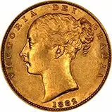 1882 Gold Sovereign Victoria Young Head Shield Sydney