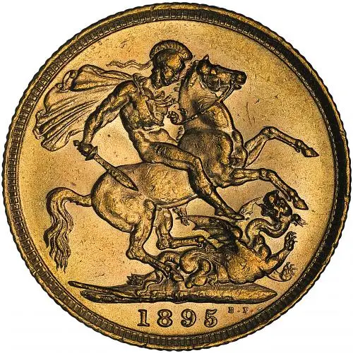 1895 Gold Sovereign Victoria Old Head Melbourne Mint  reverse gVF aEF