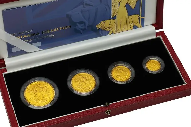 2001 4-Coin Gold Proof Britannia Set reverse 1