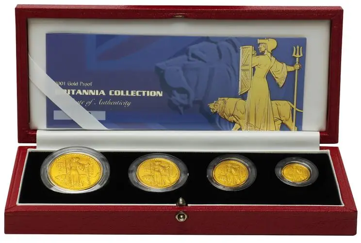 2001 4-Coin Gold Proof Britannia Set reverse