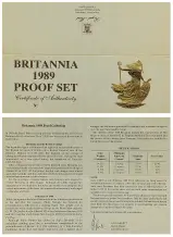 1989 Gold Proof Britannia 4-Coin Set certificate