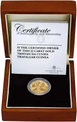 2008 Gold Proof Guinea Coin Tristan Da Cunha - Lord Nelson Presentation Box