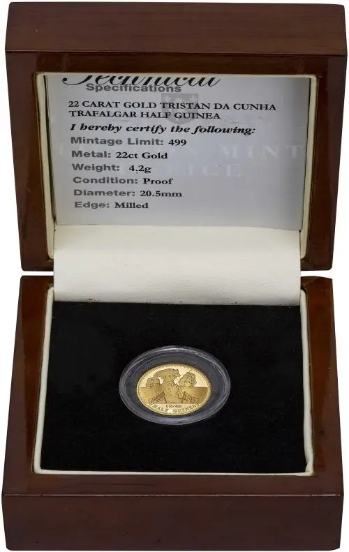 2008 Gold Proof Half Guinea Coin Tristan Da Cunha - Lord Nelson Presentation Box