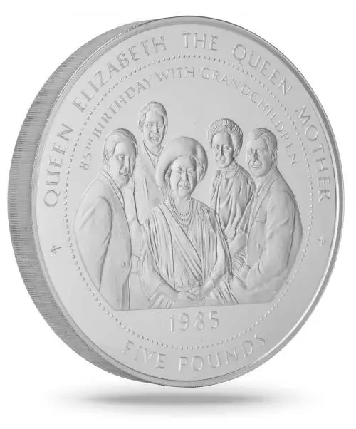 1998 Silver Proof 1 Kilogram Lady of the Century £5  Coin Single Falkland Islands The Royal Mint side view