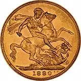 1880 Gold Graded Full Sovereign Victoria Young Head St George  Coin Single United Kingdom