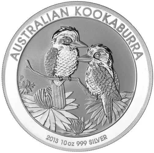 2013 Australian Kookaburra 10 oz Silver Bullion Coin - Pre-Owned p mint mark chards image reverse