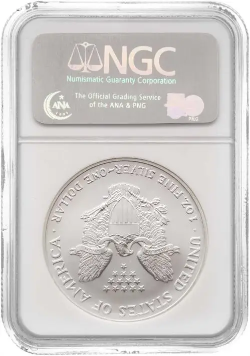 2007 1 oz American Silver Eagle Bullion Coin - NGC MS-69 reverse rotated