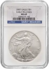 2007 1 oz American Silver Eagle Bullion Coin - NGC MS-69