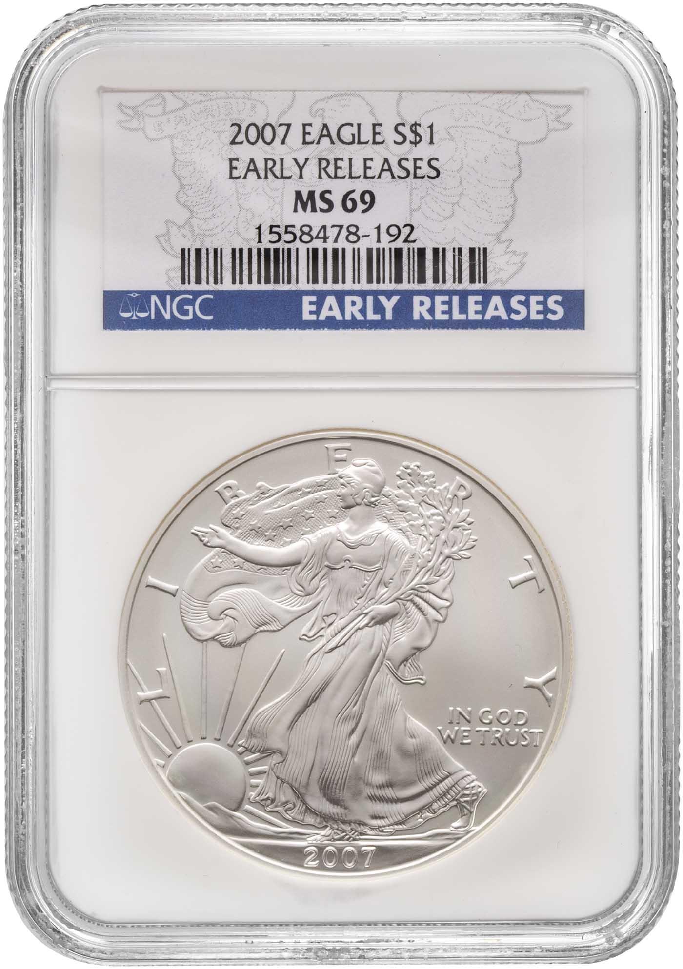 2007 1 oz American Silver Eagle Coin NGC MS-69 | Chards