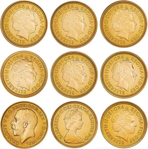 Gold Uncirculated Half Sovereign Elizabeth II The Queen's 80th Birthday  Coin Sets United Kingdom The Royal Mint 9 Coins obverse