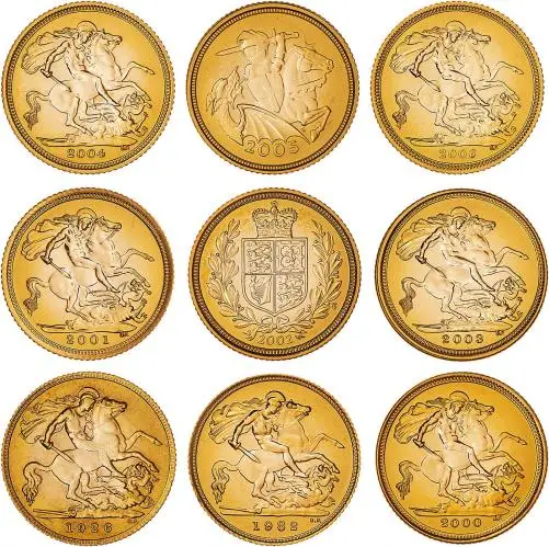 Gold Uncirculated Half Sovereign Elizabeth II The Queen's 80th Birthday  Coin Sets United Kingdom The Royal Mint 9 Coins reverse