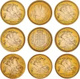 Gold Uncirculated Half Sovereign Elizabeth II The Queen's 80th Birthday  Coin Sets United Kingdom The Royal Mint 9 Coins reverse